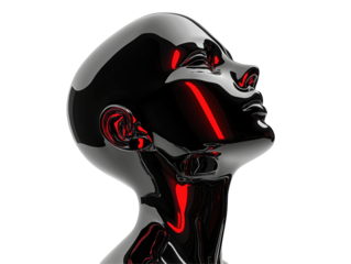 Isolated Black Metallic Female Head