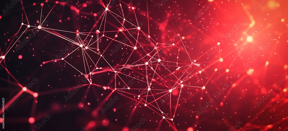 Poster abstract red network connection background. (1)