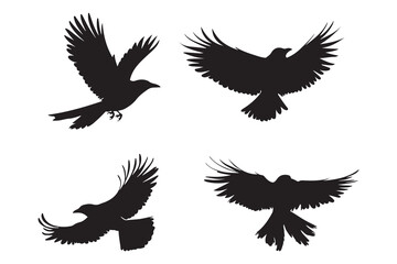Obraz premium Fly birds silhouette set vector illustration