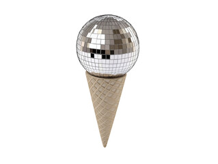 Isolated Disco Ball Ice Cream Cone