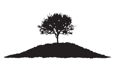 Growing tree silhouette vector illustration