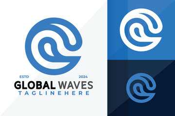 Letter G Global Wave Logo Icon Vector Design Illustration