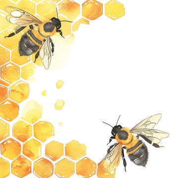 PNG Bee honey comb border animal insect wasp.