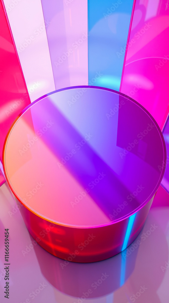 Poster circular platform with multicolored panels