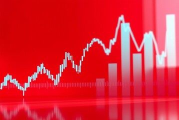 Fototapeta premium Dynamic Stock Market Trend Graph with Red Background