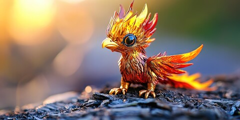 Fototapeta premium newborn baby phoenix rising from the ashes -