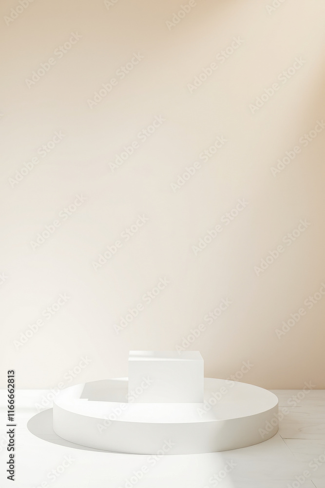 Poster white cube on circular platform display