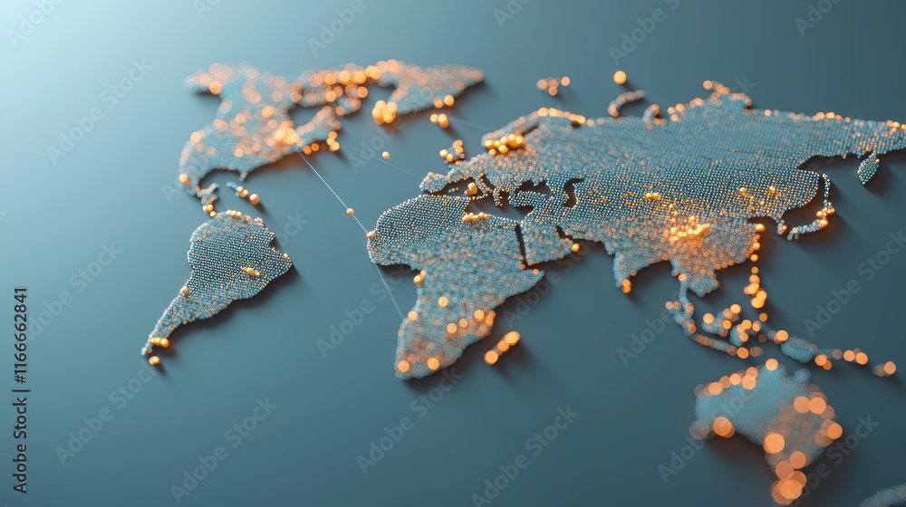 Poster a global map with highlighted areas representing regions with access to 5g networks, illustrating th