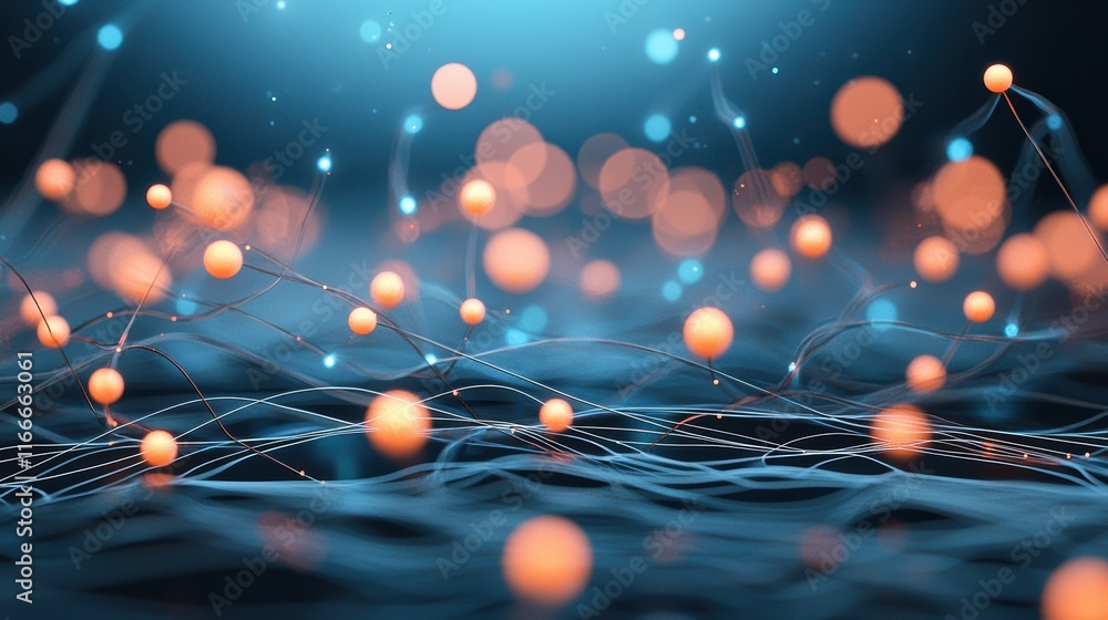 Poster abstract visualization of data encryption, with data being scrambled and secured as it travels throu