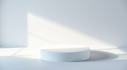simple white cylindrical pedestal a bright room