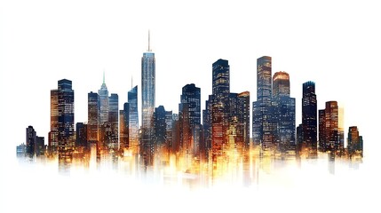 Fototapeta premium Illuminated City Skyline