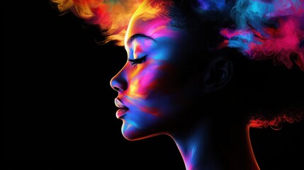 Fototapeta premium Vibrant Hues: A Portrait of Inner Radiance