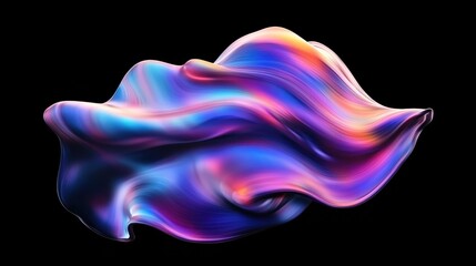 Naklejka premium Abstract fluid iridescent holographic curved wave in motion colorful gradient design on black background
