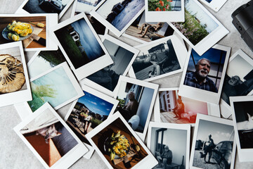 Collection of Polaroid photographs featuring various subjects and locations