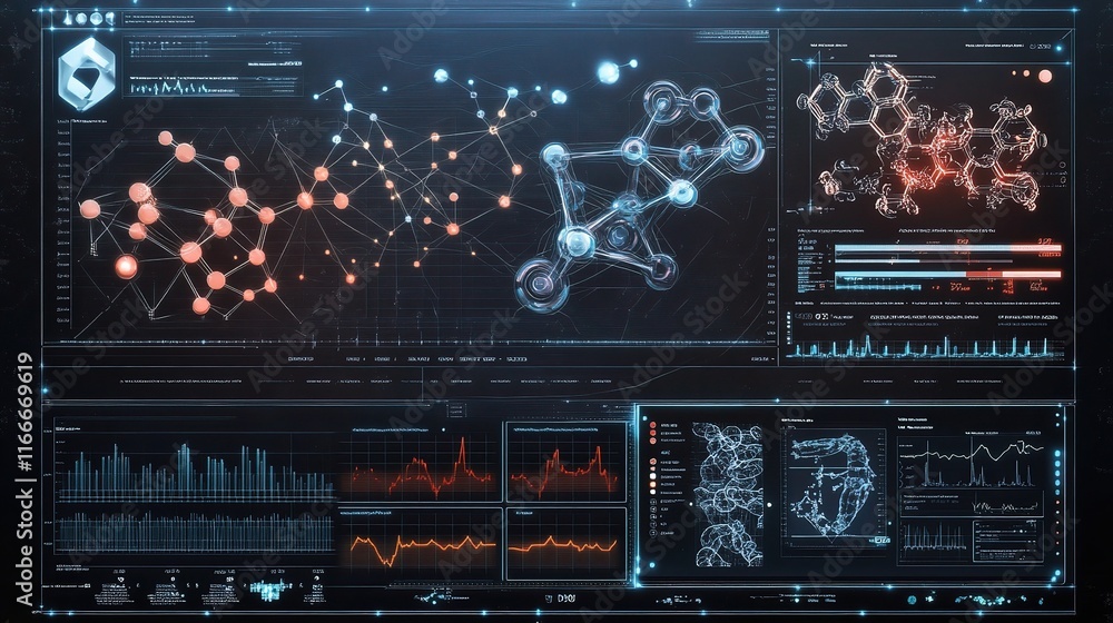 Aufkleber futuristic virtual interface displaying medical data and analytics