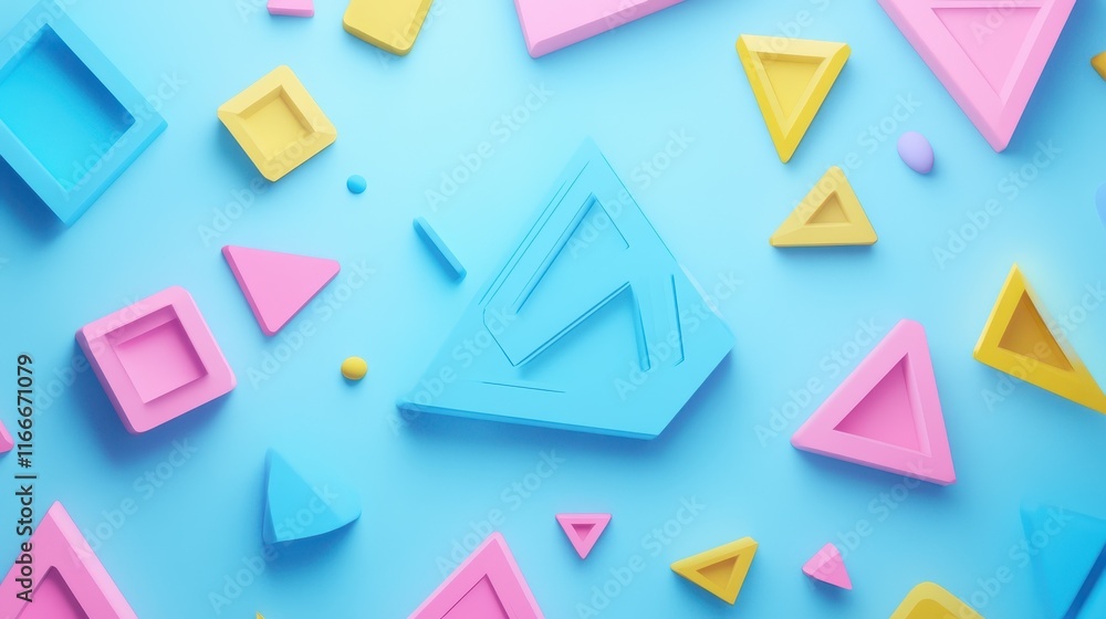 Poster abstract background consisting of triangle and geometric square shape and light blue seamless retro 