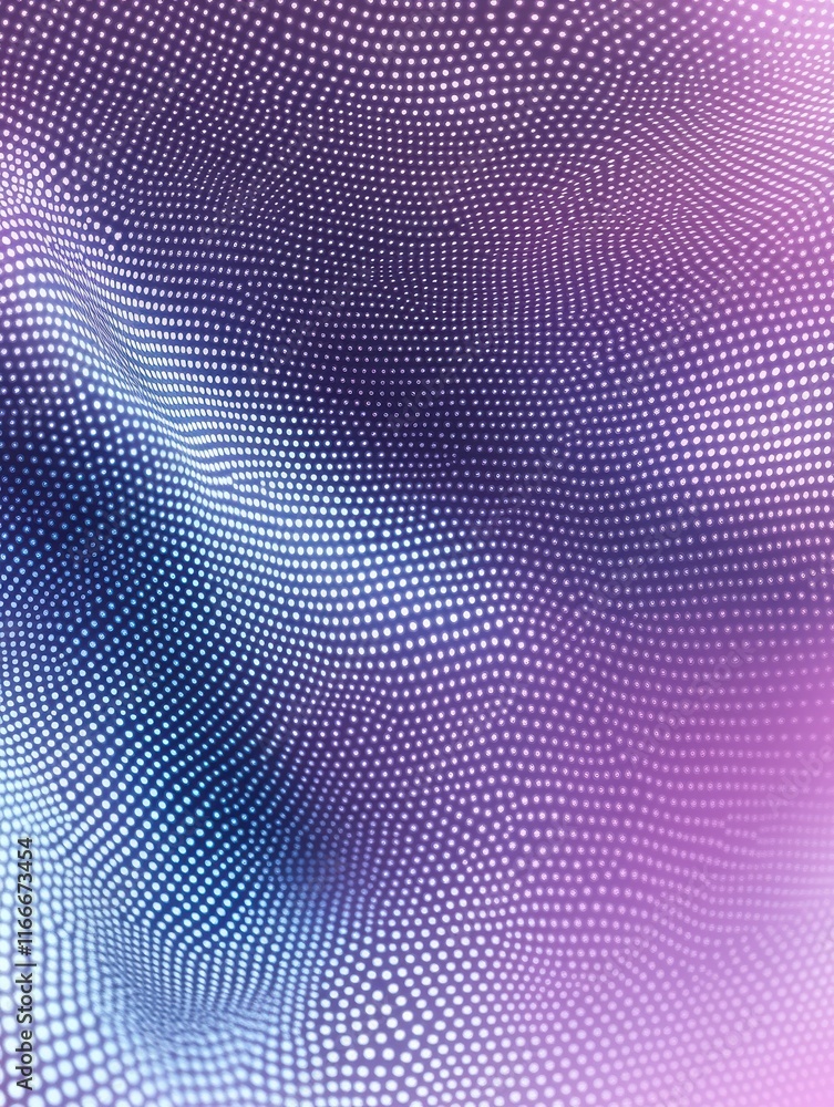 Poster abstract background of a blue and purple gradient with wavy dotted patterns, ideal for digital desig