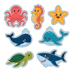 set of sea animals