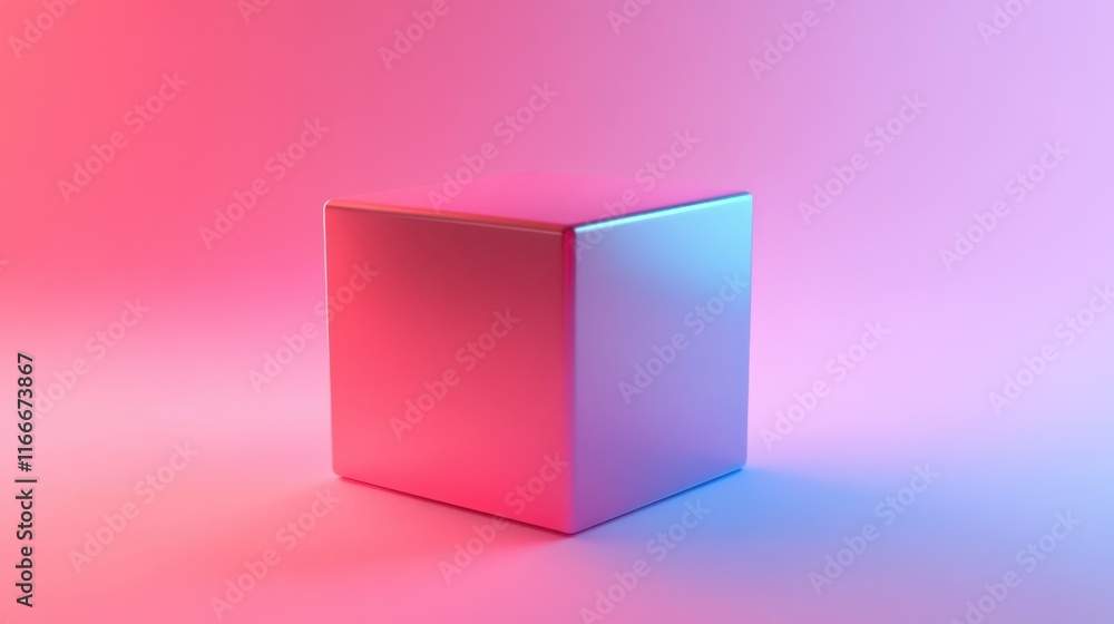 Poster 3d rendering of cube abstract geometric background. technology concept