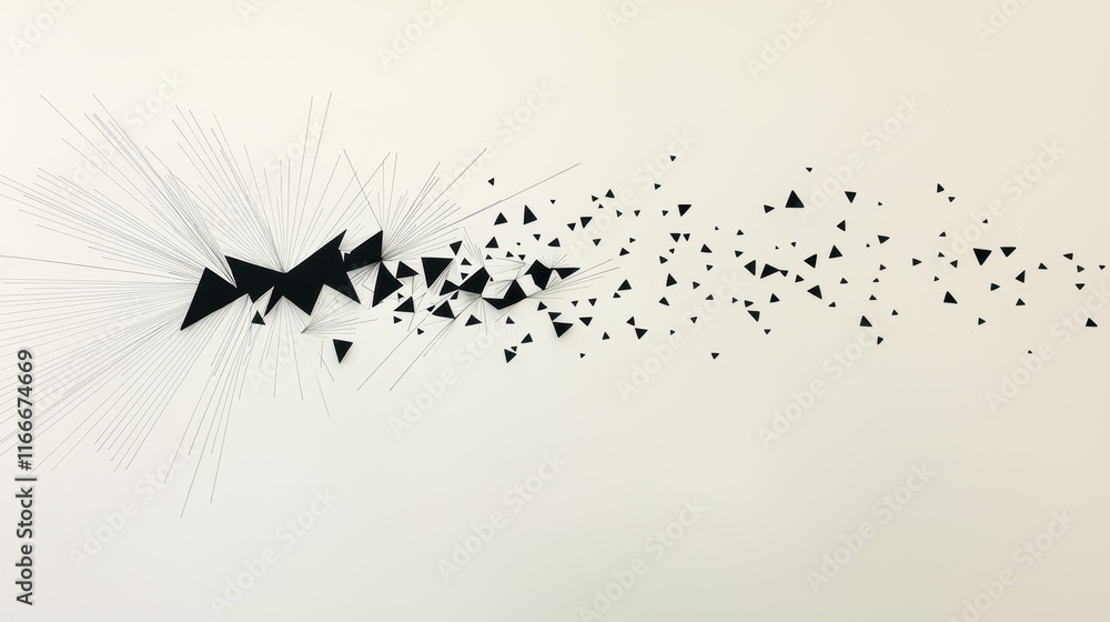 Poster a series of thin, black lines arranged in a dynamic composition, creating a sense of movement and en