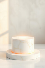 white marble cylindrical display stand