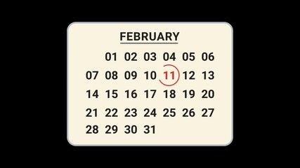 11 February Calendar Date Animation