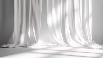 Minimalistic Grey Background with Draped Curtains for Product Display