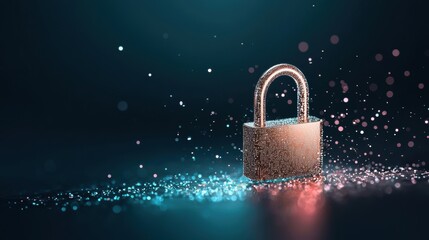 Binary code streams across a dark background, forming the shape of a padlock, signifying data encryption and cybersecurity.