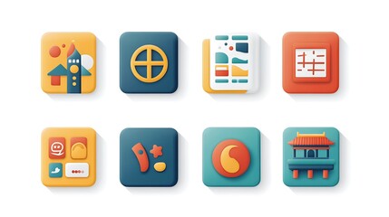 Fototapeta premium Creative graphic icons for design projects digital art modern style