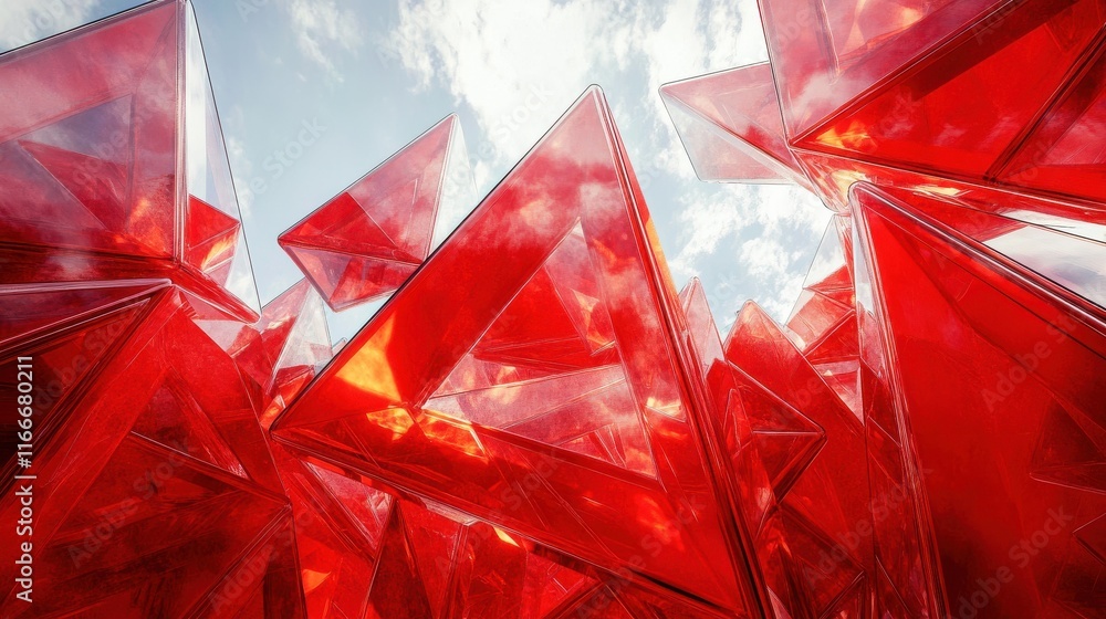 Poster abstract geometric red triangular polygon background low angle