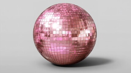 A shiny pink disco ball reflecting light, creating a vibrant party atmosphere.