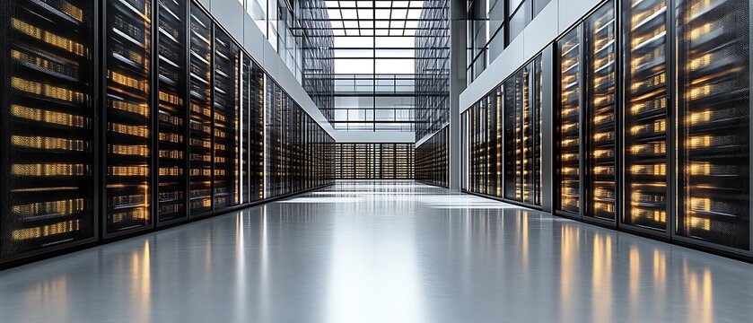 Modern data center server room interior. - Powered by Adobe