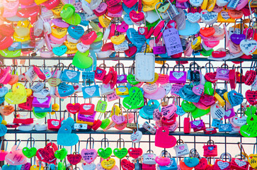 Obraz premium Hundred, thousand, even millions of couples secured their love locks here at Namsan Tower, South Korea