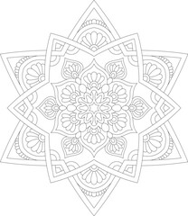 Fototapeta premium Intricate Mandala Coloring Page - Relaxing and Detailed Design for Mindful Creativity