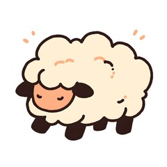 Obraz premium Fluffy sheep character illustration, Generative AI 