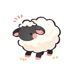Obraz premium Fluffy sheep character illustration, Generative AI 