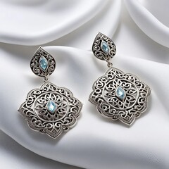 silver earrings with diamonds