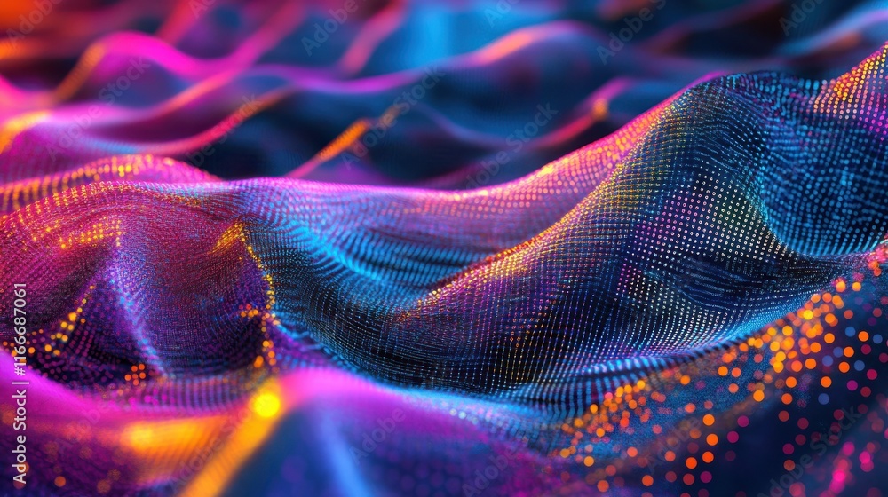 Poster digital graphic abstract background for technological processes, neural networks, digital data stora