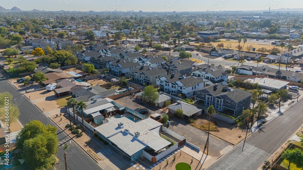 Wall mural Aerial view of a Phoenix suburban neighborhood.