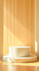 two-tiered round display platform minimalist studio