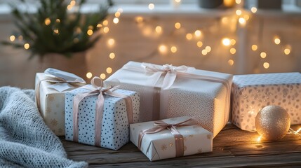 Festive Christmas Gifts Wrapped In Elegant Designs