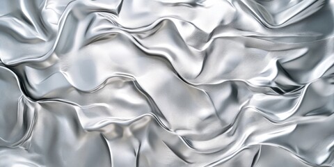 Fototapeta premium Abstract Silver Fabric Drapery: Luxurious Metallic Texture Background