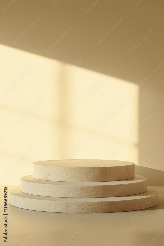 Poster layered circular platforms a minimalist setting