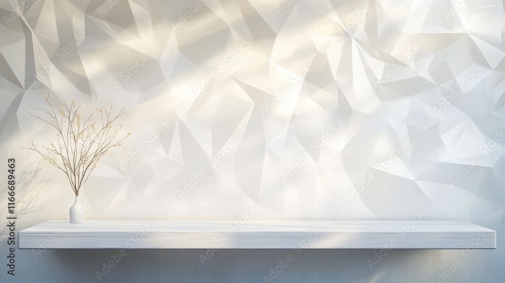 Poster soft light white abstract stage in elegant futuristic geometric style with simple lines and corners 