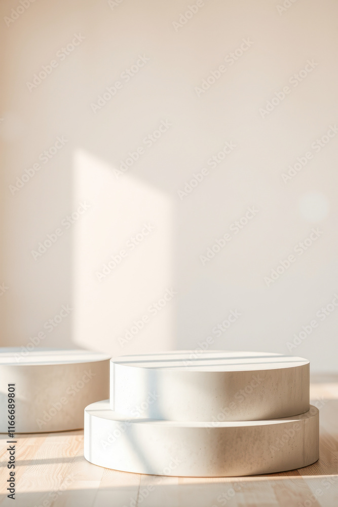 Poster three round platforms display a minimal setting
