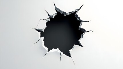 A shattered surface reveals a dark void underneath