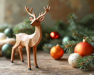 wooden deer figurine festive decorations