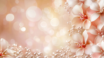 Cute Flowers and Pearls Background