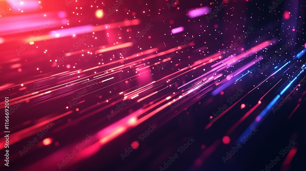 Poster digital velocity: abstract streaks of vibrant pink and blue light race across a dark background, cre