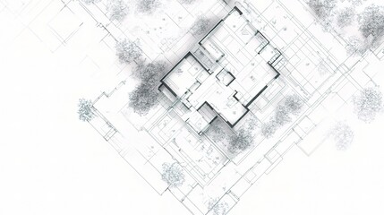 Fototapeta premium Detailed Architectural Blueprint of Modern House Design Plan
